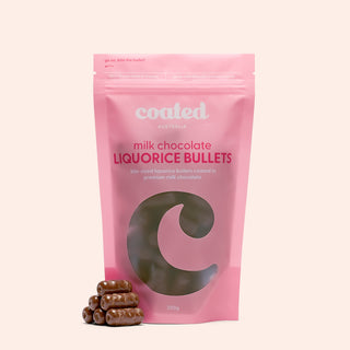 Milk Chocolate Coated Liquorice Bullets - Coated Australia - Melbourne Chocolates